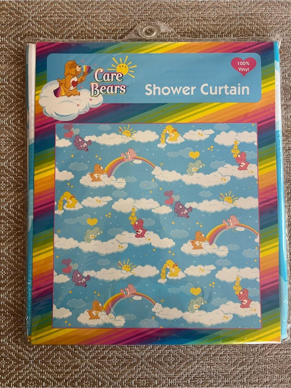 Care Bears Shower Curtain Viny! Cloud Rainbow Stars Vintage 2003 Jay Franco New